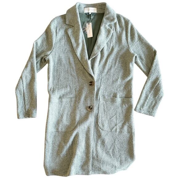 French Mauve Anthropologie Sage Textured Knit Longline Blazer Cardigan Coat S - Picture 5 of 10